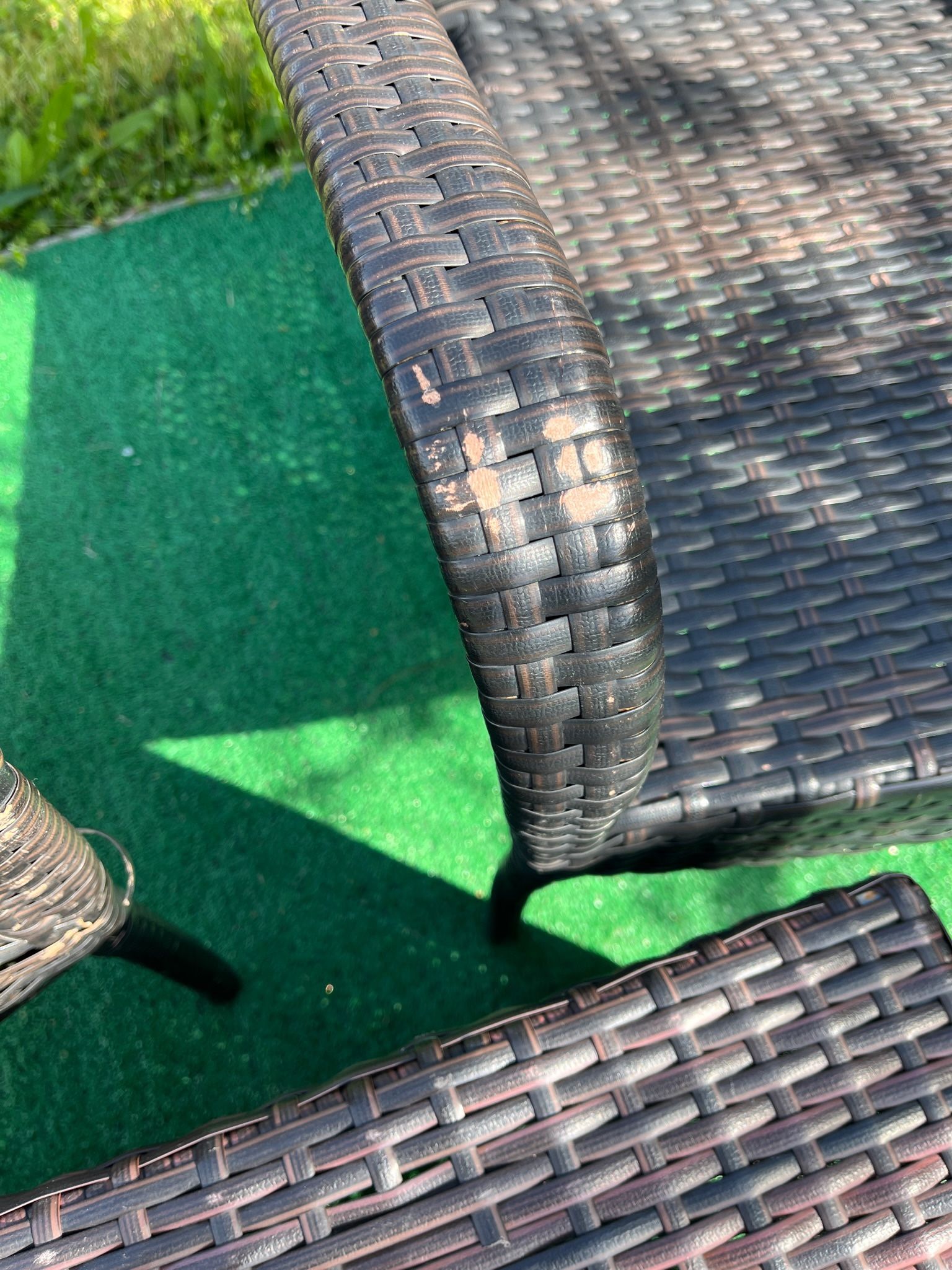 3 Piece Patio Furniture Wicker Outdoor Dining Chairs and Square Table