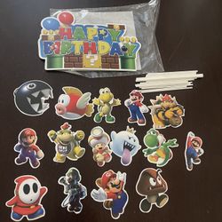 Super Mario Cake And Cupcakes Toppers