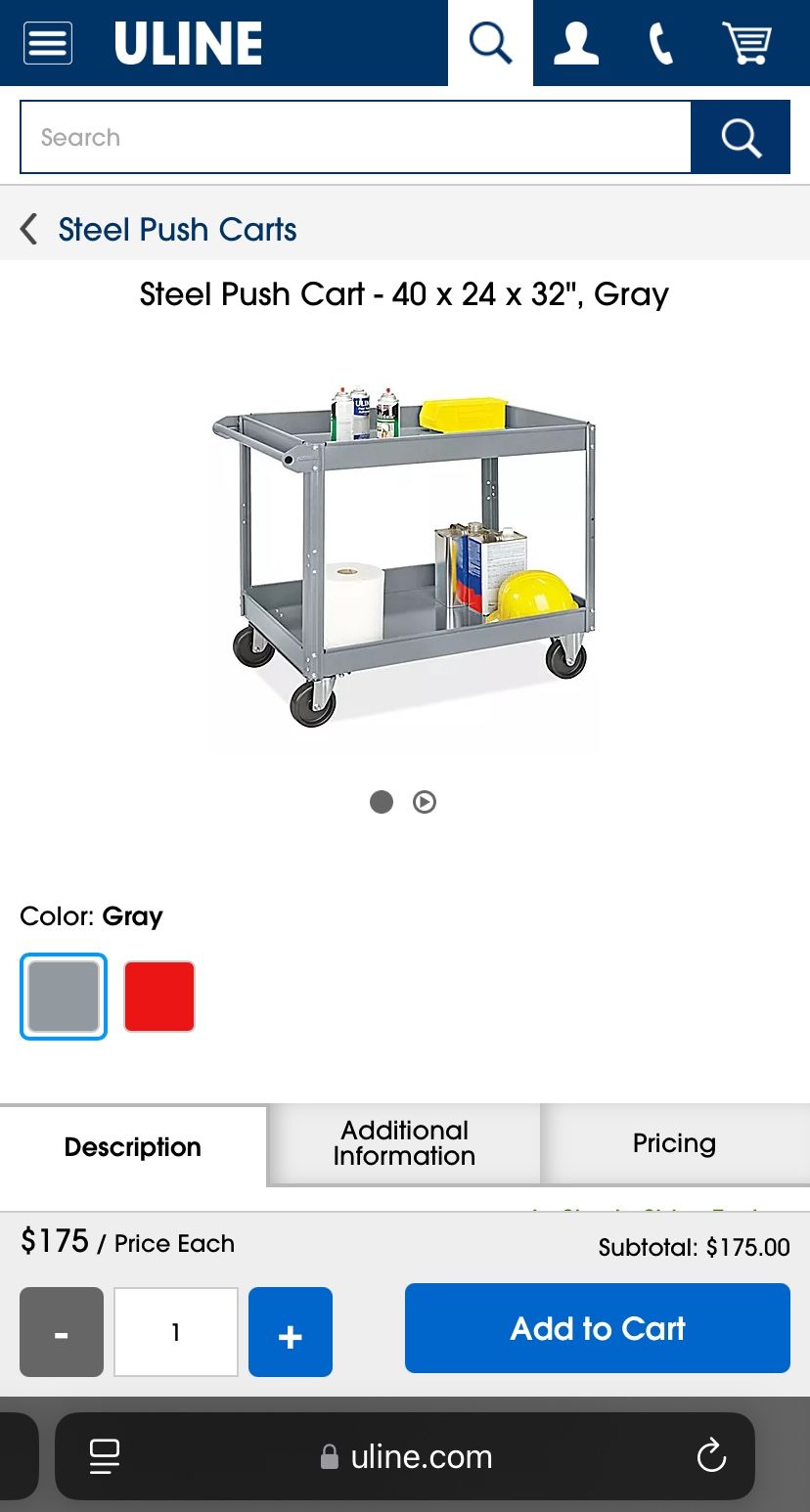 Uline Steel Push Cart