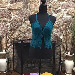 crocheted shell stitch halter top 🧶 