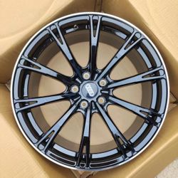 Set of 19 Inch Audi ABT Style Gloss Black Wheels Rims 19x8.5 +30 5x112 CB66.6