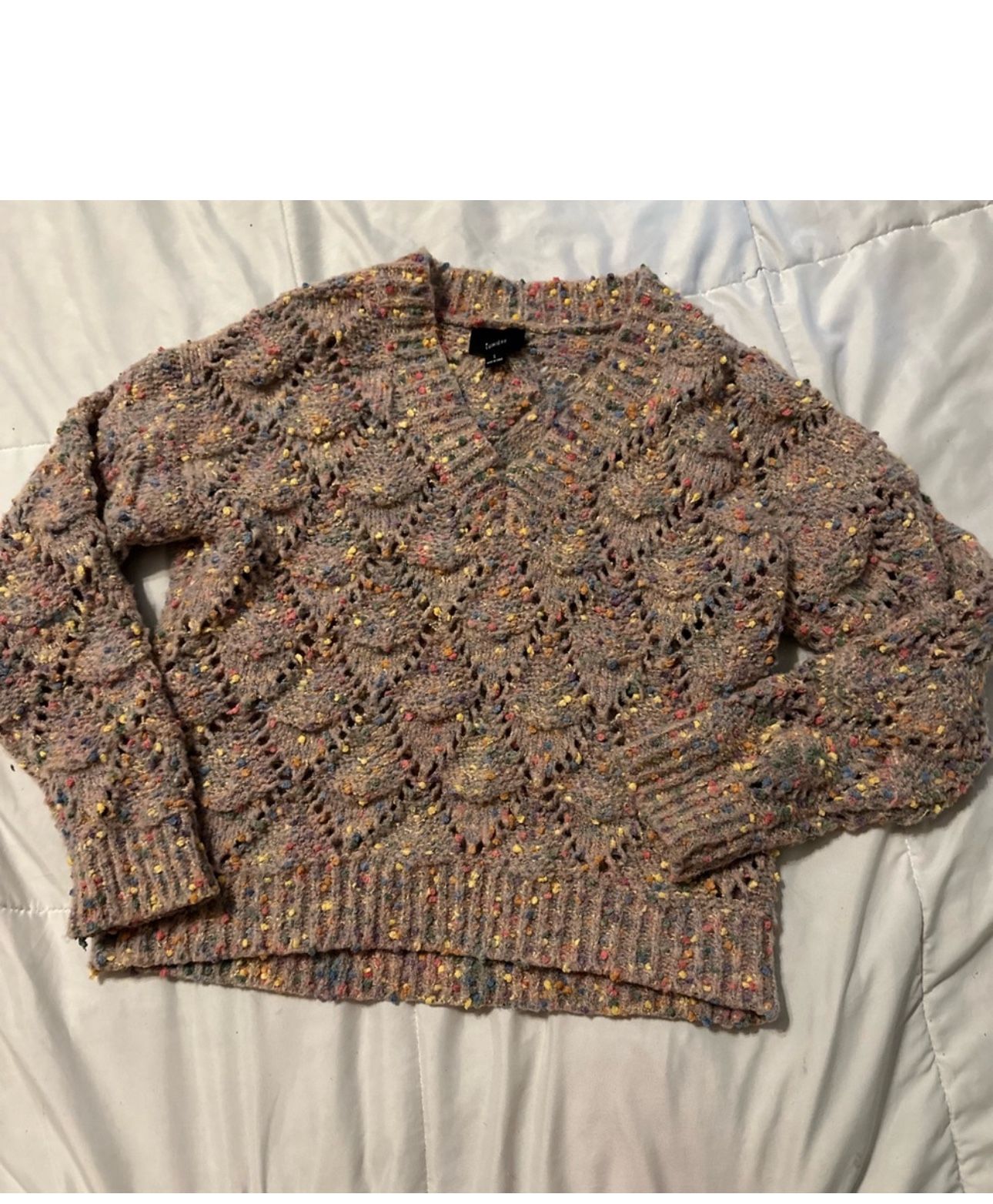 Lumiere Brown V-Neck Sweater with Nordic Pattern