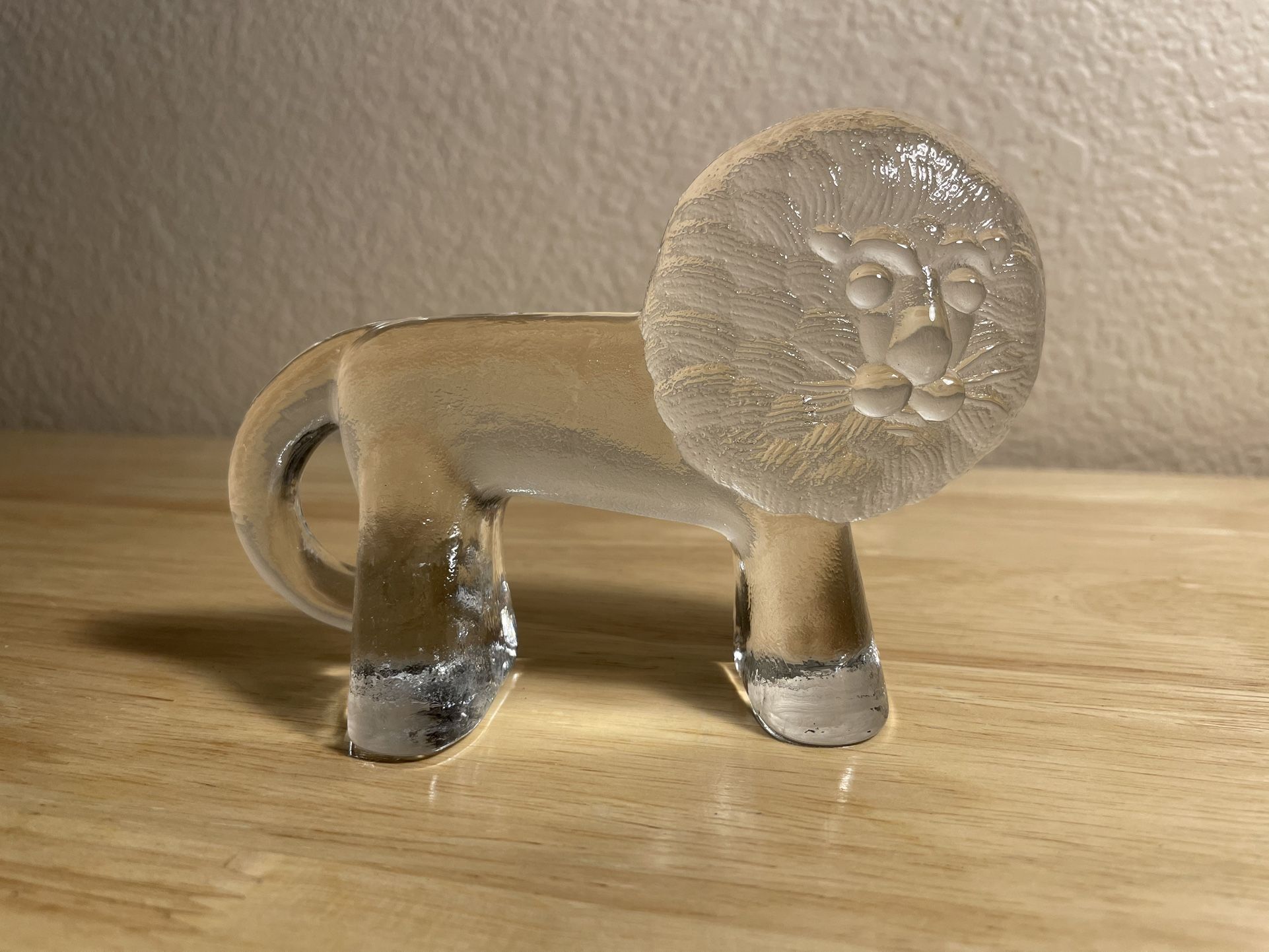 Vintage Kosta Boda Bertil Vallien Lion Crystal Art Glass Figurine Paperweight Sculpture