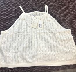 A New Day White Knit Crop Tank Top 1X