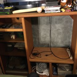 Solid Oak Wood Entertainment Center