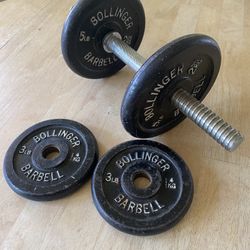 vintage Bollinger barbell set. Two 5lbs and two 3lbs. 