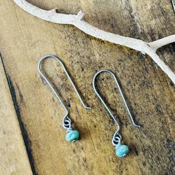 Natural Turquoise & Antique Brass Earrings