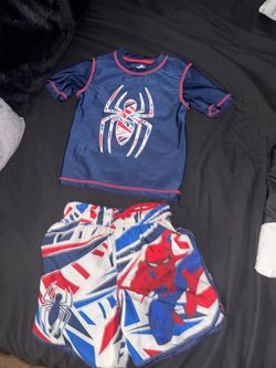 Very good condition Size 4 spiderman swim set and Jordan swim shorts