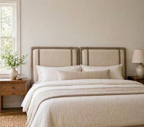 New in box- king Size Headboard ( beige)