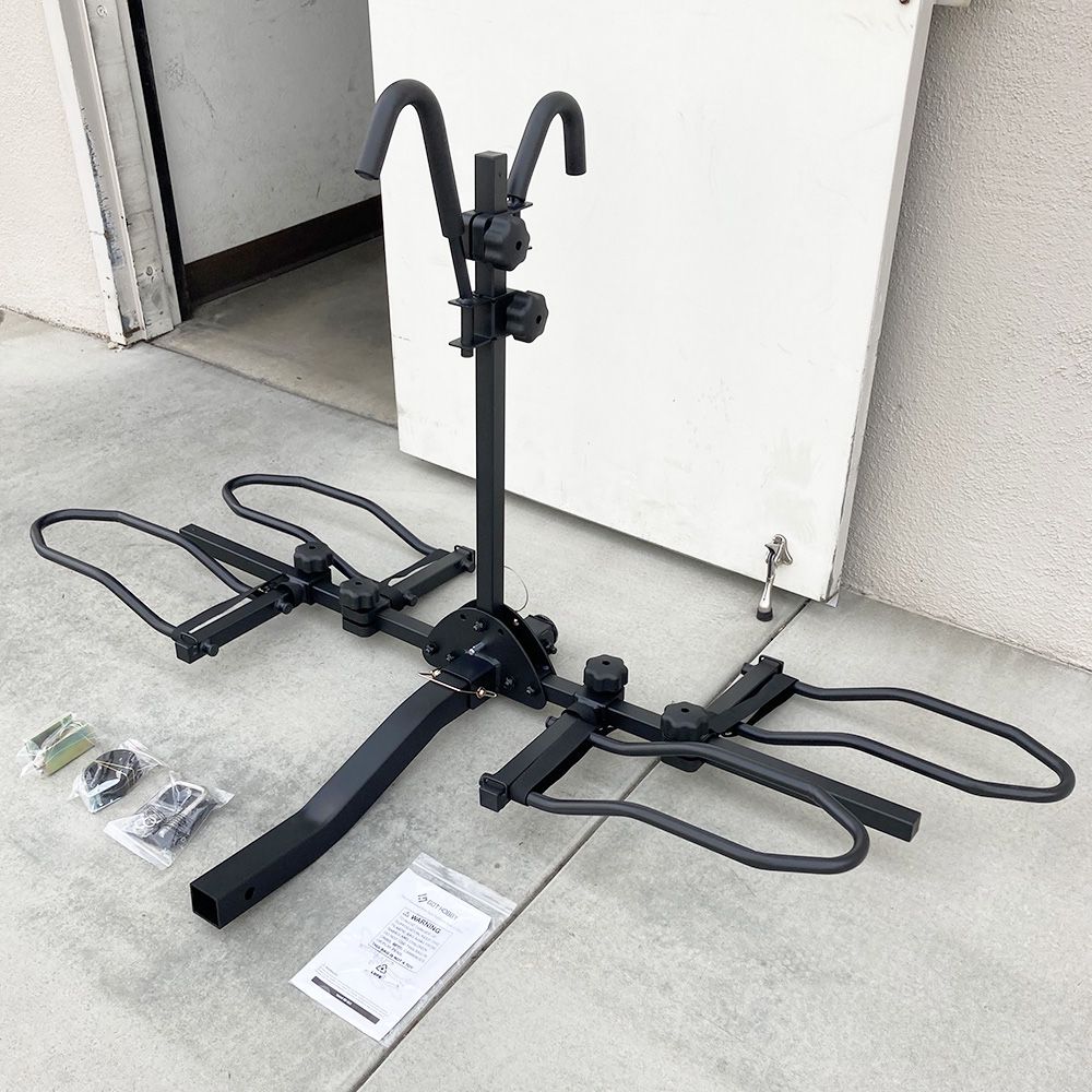 $115 (New) Heavy Duty 2-Bike Rack, Wobble Free Tilting Electric Bicycle Carrier 160lbs Capacity, 2” Hitch 