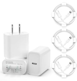 3 Pack iPhone Fast Charger 20W PD USB C Wall Charger Adapter with 6FT Type C