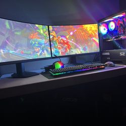 ALL INCLUDED GAMING COMPLETE SYSTEM, DUAL (2) DELL 24” CURVED FHD 165Hz MONITORS, I7-3.40GHz,16GB,1TB SSD,RGB KEY/MOUSE/HEADSET,NVIDIA GTX GPU,WIFI,BT