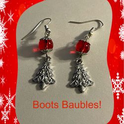 Handcrafted Christmas Tree Charm Earrings