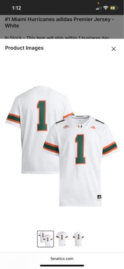 Miami Hurricanes Adidas #1 Premier Football Jersey