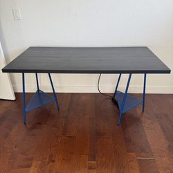 IKEA LINNMON/TILLSLAG Desk Work Station Black-brown/Blue Very Good Condition 