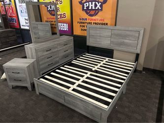 Gray farmhouse queen bedroom set (other sizes available) 