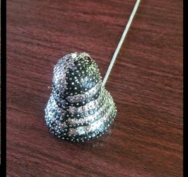 ARTESAN ORIGINAL SILVER/BLACK SEQUIN HAND BEADED BELL SUNCATCHER XMAS HOME DECOR