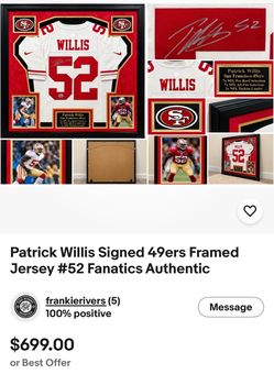 Patrick Willis Signed Framed 49ers Jersey #52