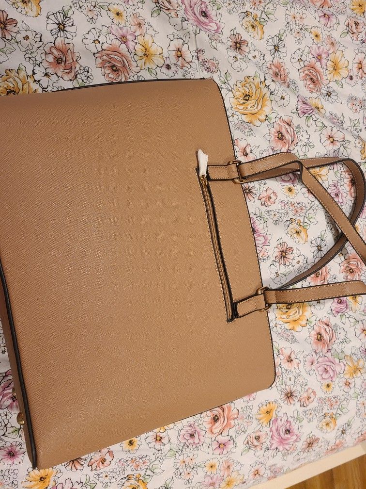 Brown Vegan ISABELLE Large Tote Purse