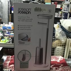 Joseph Easy Store Plus Toilet Paper Stand W/ Flex Steel Toilet Brush Retail$80 New 