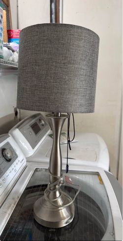 Table Lamp with Gray Drum Shade