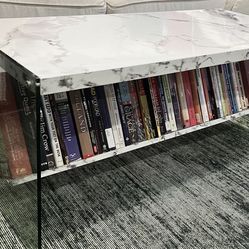 Faux Marble Glass Coffee Table