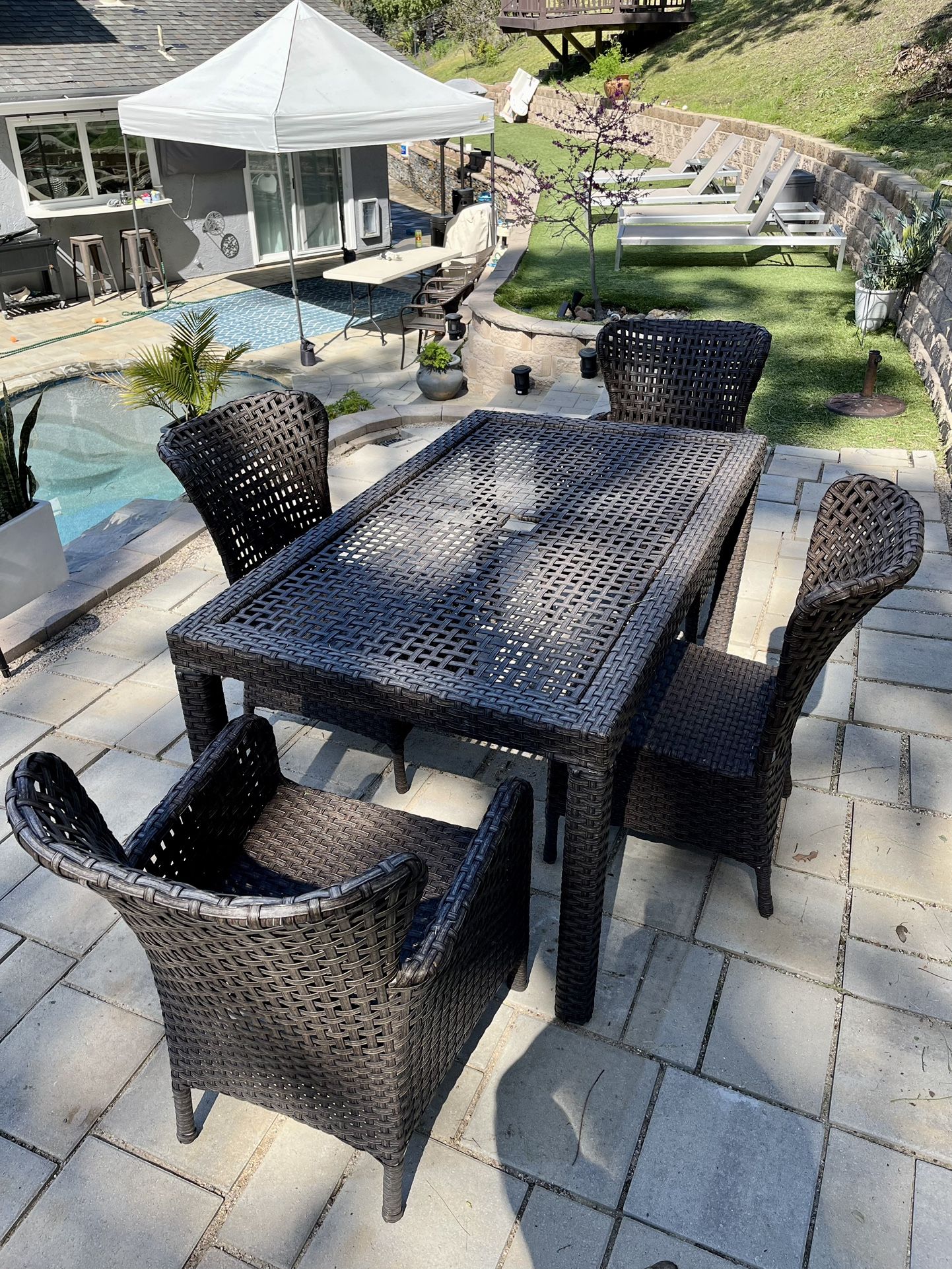 Pier 1 Outdoor Dining Patio Table Set Rattan for Sale in San Diego