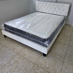 Queen Size Bed Whit Mattress - Cama Tamaño Queen Con Colchón 