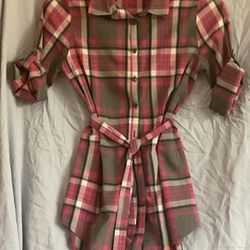 Girl's Gray & Pink Shirt Dress