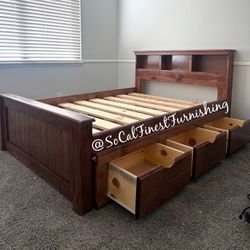 New Full Bed With Drawers Frame - No Mattress