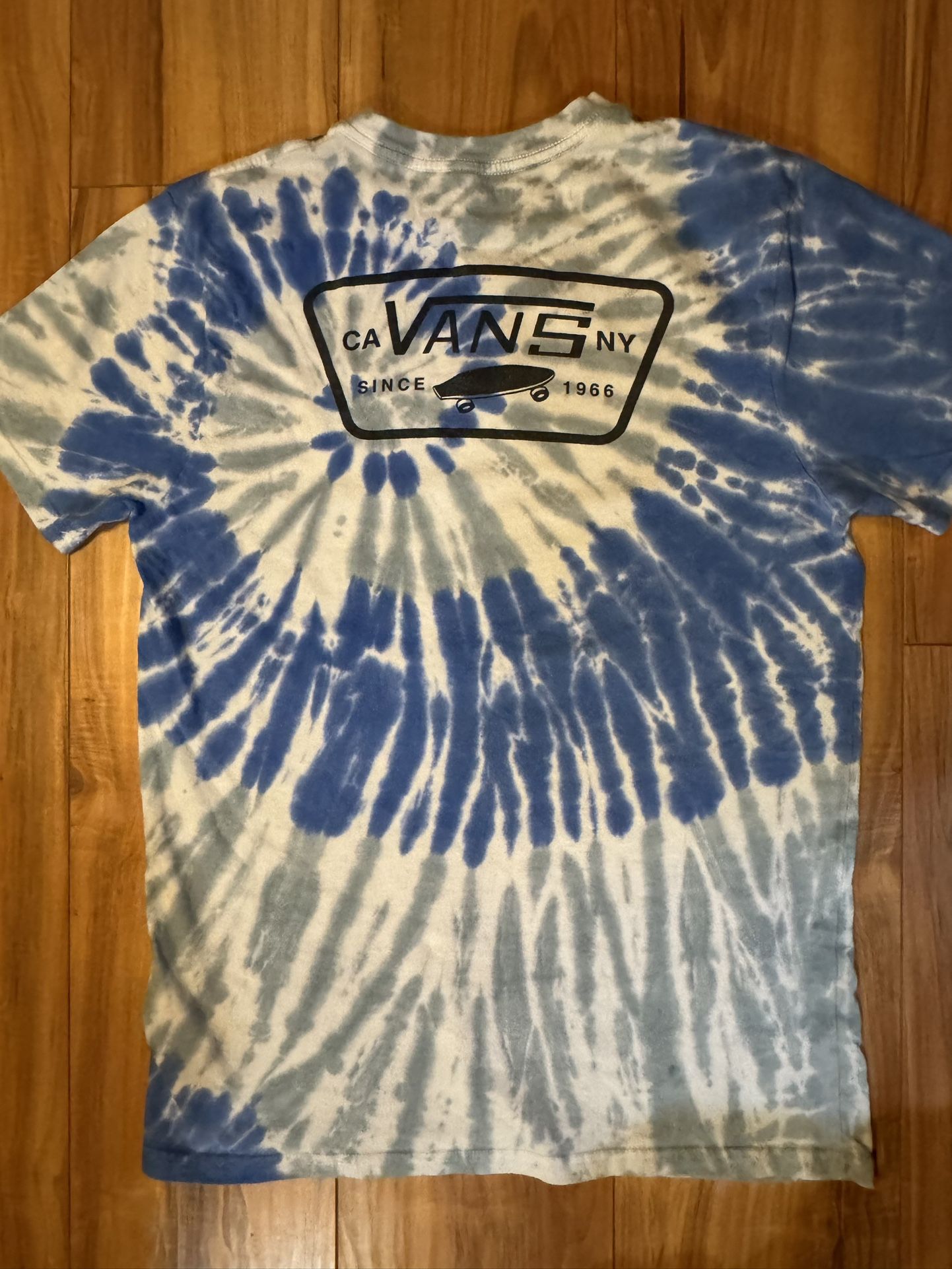 Vans Off The Wall Skate Tie Dye T Shirt Blue Grey Size Medium Y2K Skater