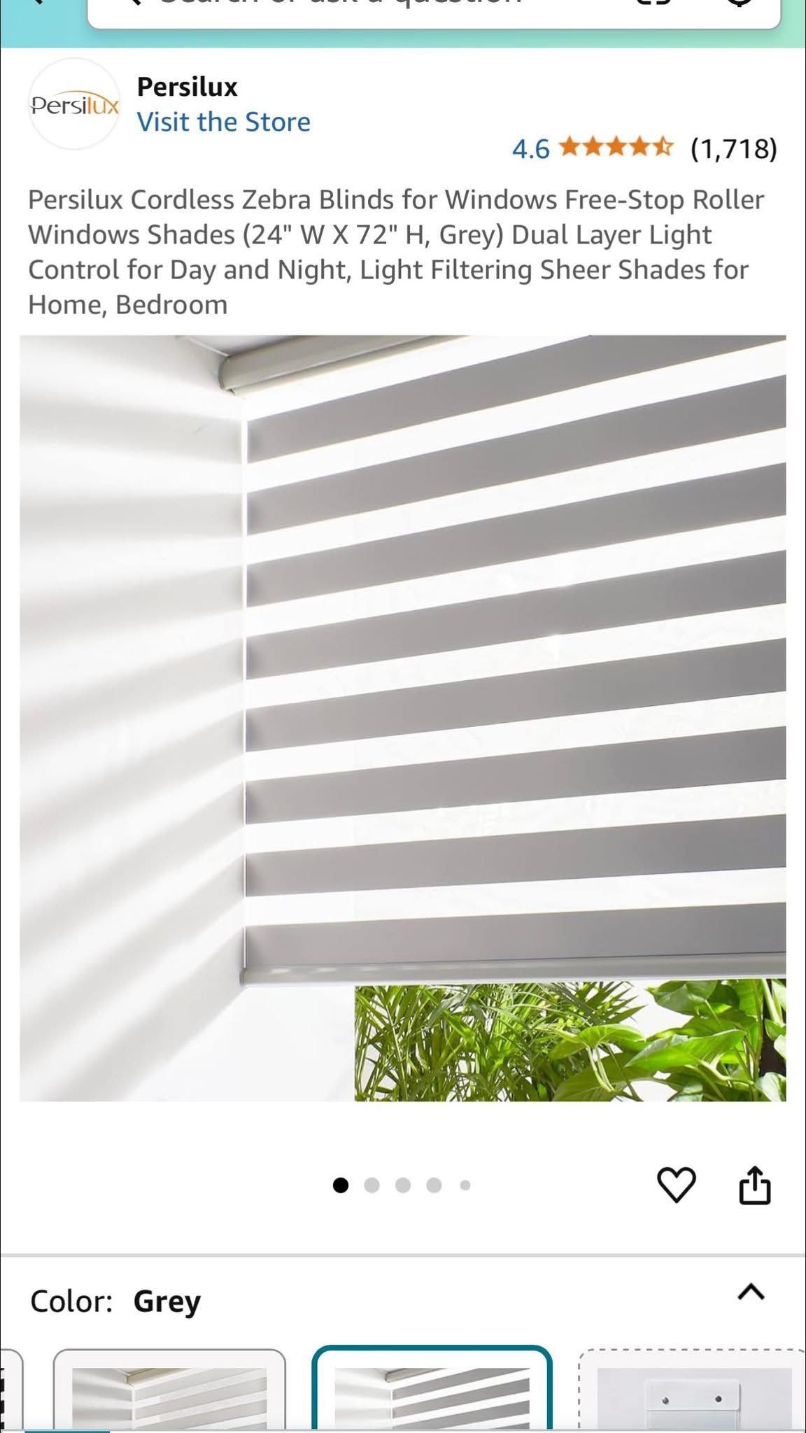 Day/night adjusting cordless blinds 39 x 72