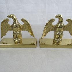 Vintage Virginia Metalcrafters Brass Eagle Heavy Bookends

