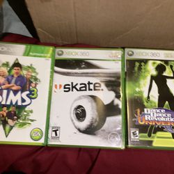 Dance Dance revolution universe 2,Skate,and Sims 3 for Xbox 360