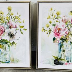 2 Pc Flowers Design Wall Decor 