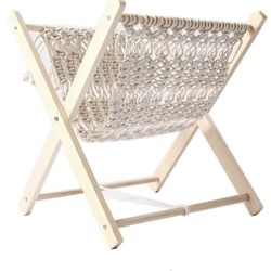 Nordic Cotton Woven Storage Basket Boho Macrame Folding Magazine Rack Desktop Book Shelf Photo Props