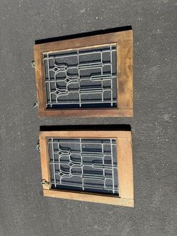 Vintage Stained Glass Window Panels – Set of Two