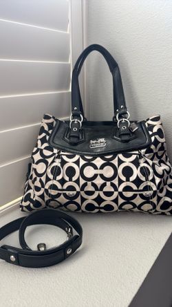 Coach Madison, OP Art Signature Black Shoulder Bag