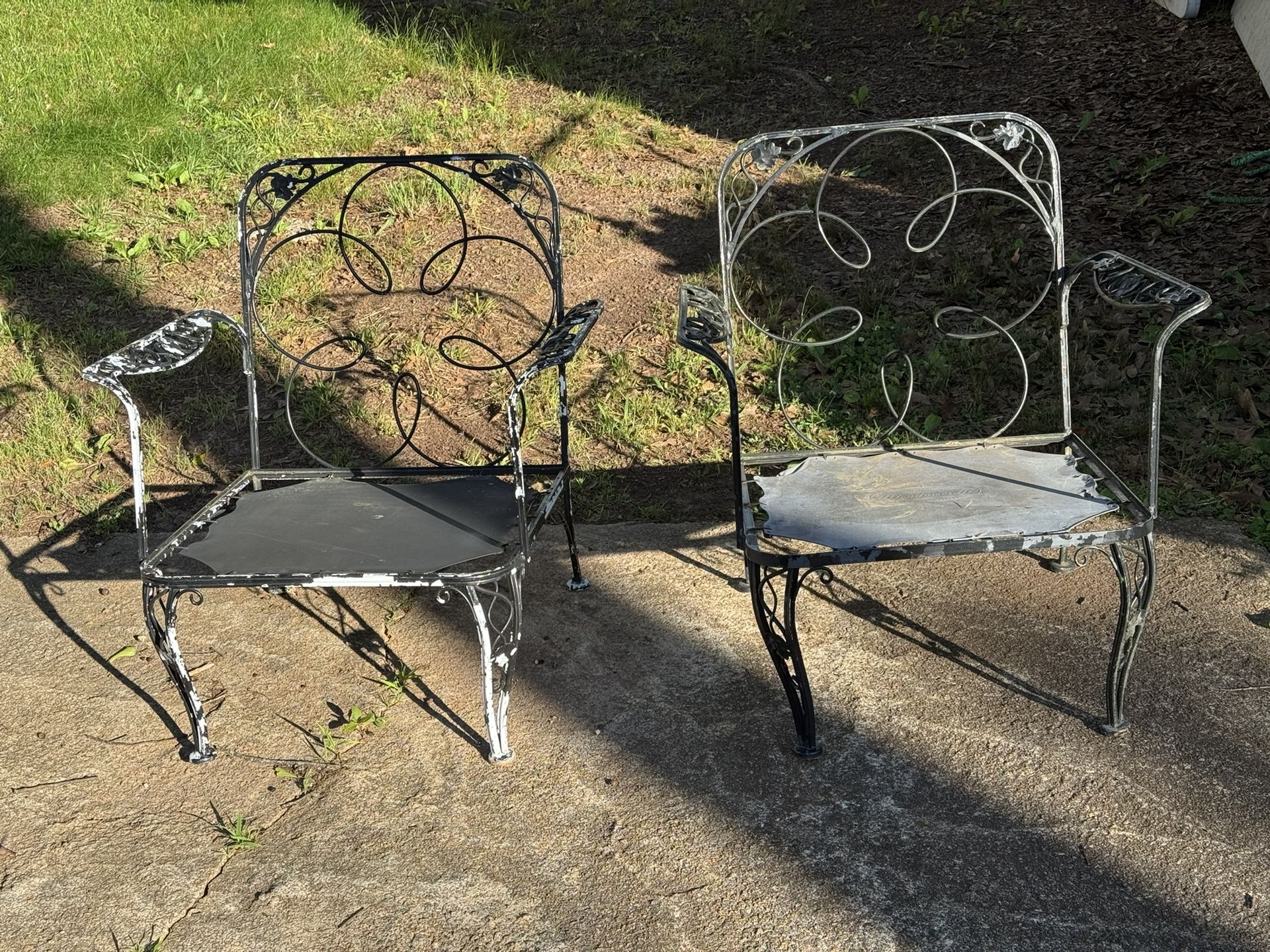 Pair Mid Century Meadowcraft Iron Chairs