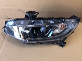 Black Bezel Headlight For 2016 2017 2018 2019 2020 2021 Honda Civic Halogen