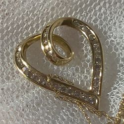Diamond Big Heart Gold Necklace 
