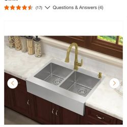 Retrofit Drop-In/Undermount Stainless Steel 33 in. 2-Hole 50/50 Double Bowl Flat Farmhouse Apron Front Kitchen Sink