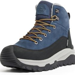 UOVO Men's Winter Outdoor Hiking Mountain Snow Boots Leather Waterproof Size 11.5 Navy Blue Brand NEW