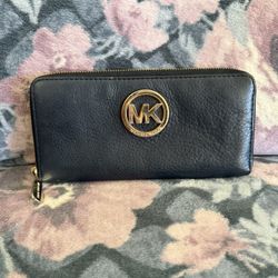 Michael Kors Black With Gold Accents Wallet Used