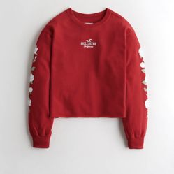 HOLLISTER Crop Boyfriend Crewneck Sweatshirt SMALL