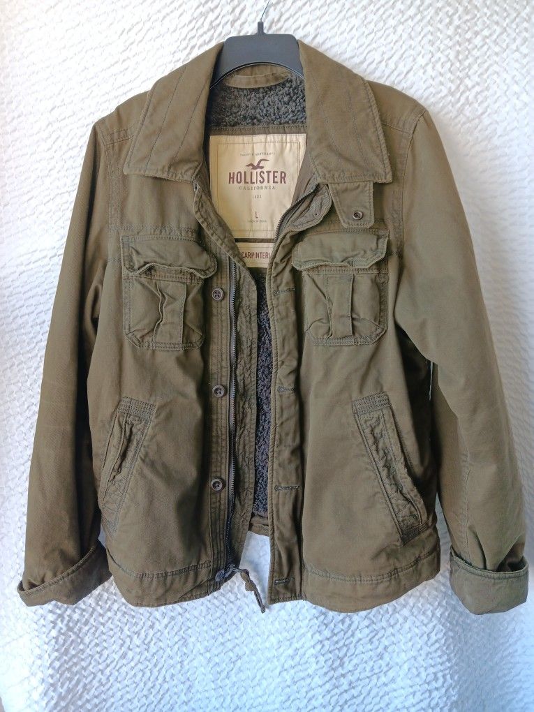 Hollister Mens Carpinteria Military Sherpa Jacket Size Large