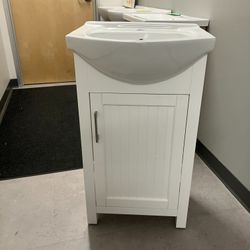 20" Solid Wood Bathroom Vanity Cabinet with Ceramic Sink (Frame Cracked)