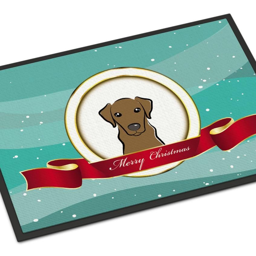 Caroline's Treasures BB1544JMAT Chocolate Labrador Merry Christmas Indoor or Outdoor Mat 24x36 , 24H X 36W, multicolor