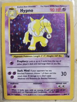 1999 Pokémon Hypno Holo Fossil 8/62 Rare WOTC Vintage Nm 