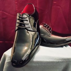 New Bruno Marc Men's Black Patent Leather Tuxedo Dress Shoes